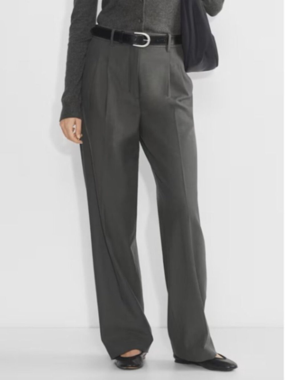 Aritzia Wilfred Effortless Pant Crepette Gray Trousers Wide Leg Office NWOT 14